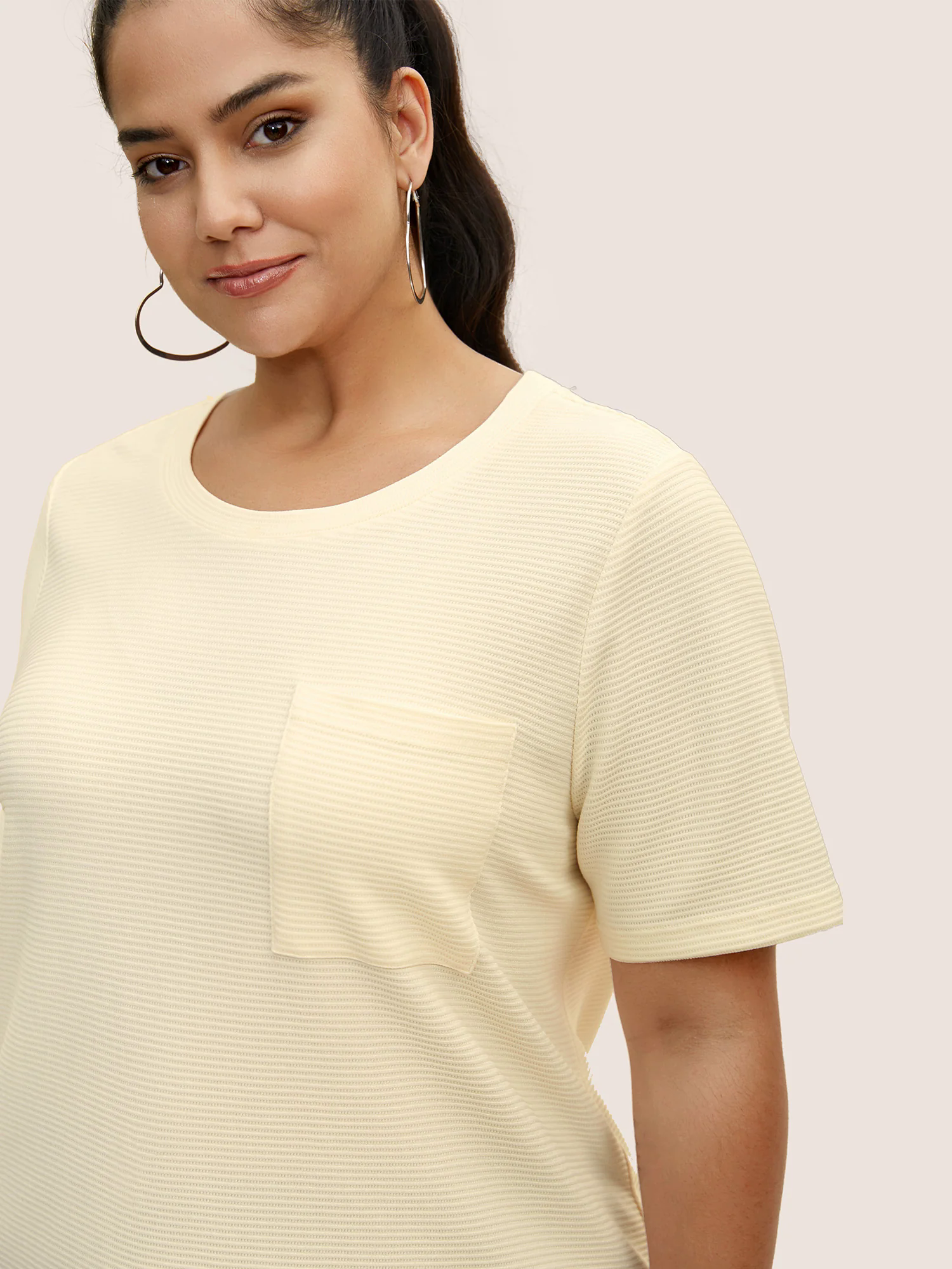 Solid Waffle Knit Patched Pocket T-shirt Solid Waffle Knit Patched Pocket T-shirt