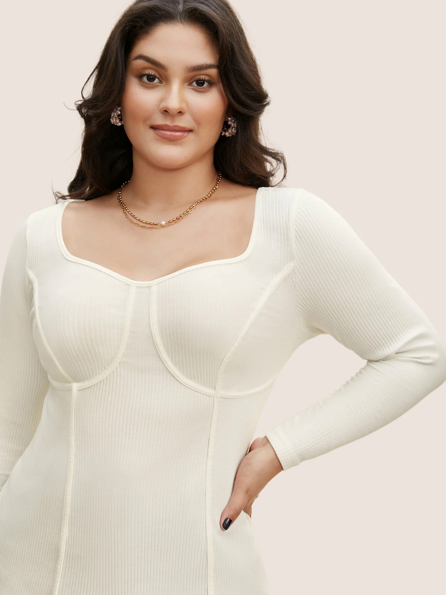 Cotton Asymmetrical Neck Tucked Seam Knit T-shirt Cotton Asymmetrical Neck Tucked Seam Knit T-shirt