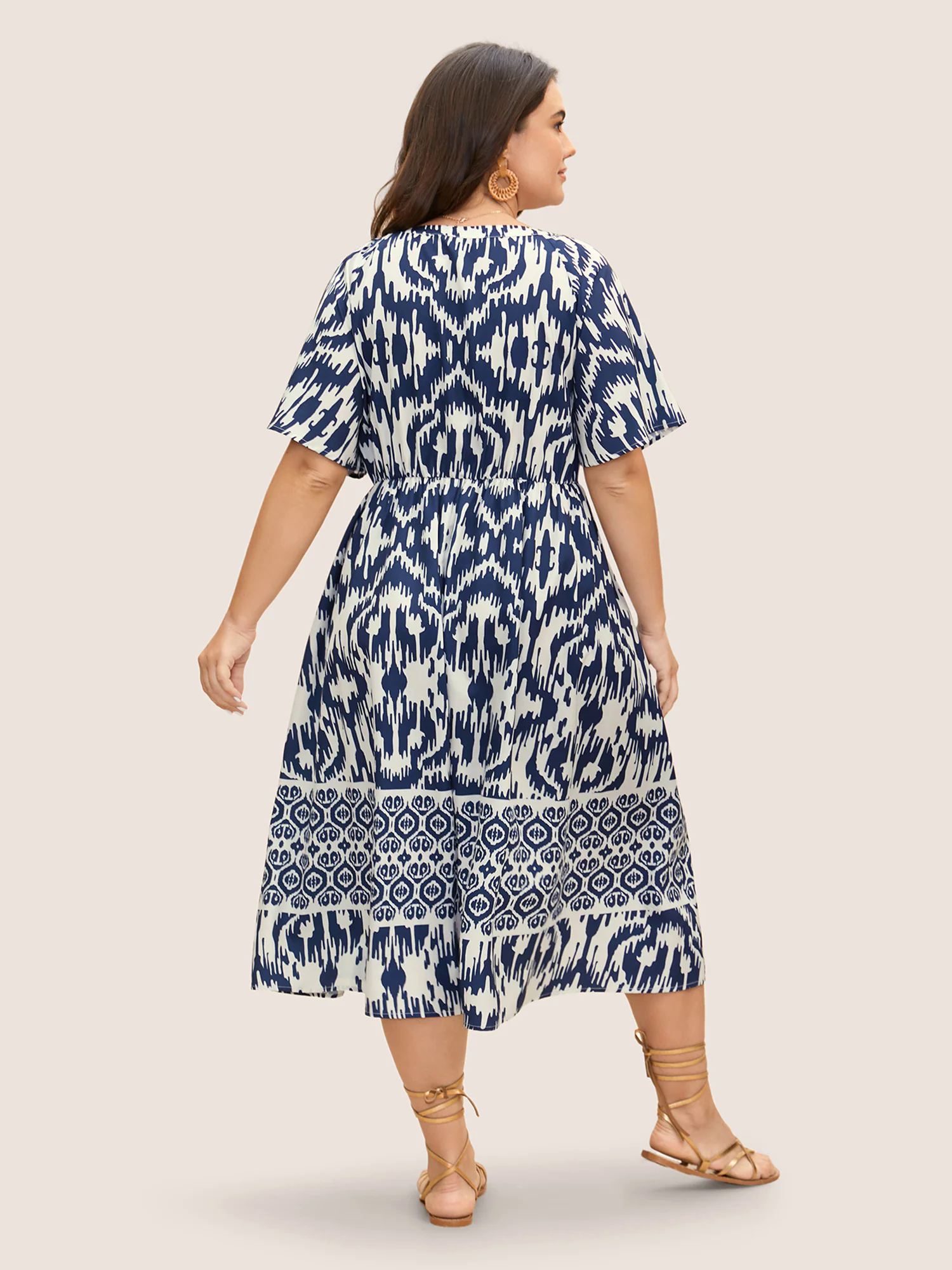 Boho Print Ruffle Sleeve Midi Dress Boho Print Ruffle Sleeve Midi Dress