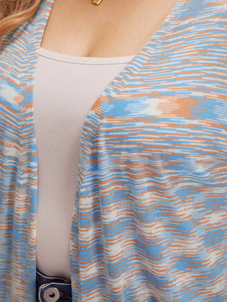 Ombre Pocket Open Front Ripped Hem Cardigan Ombre Pocket Open Front Ripped Hem Cardigan