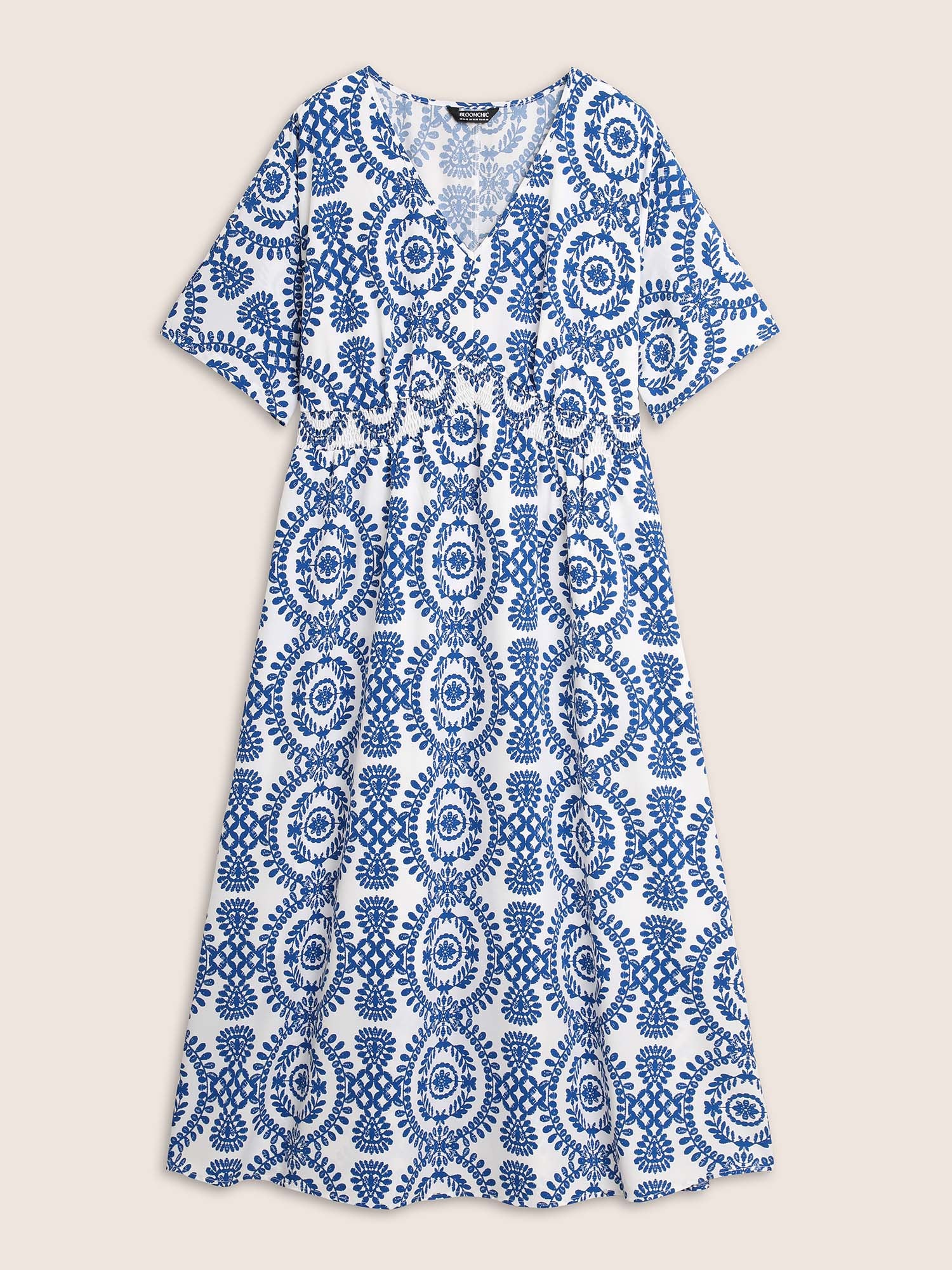Bandana Print Shirred Split Side Maxi Dress