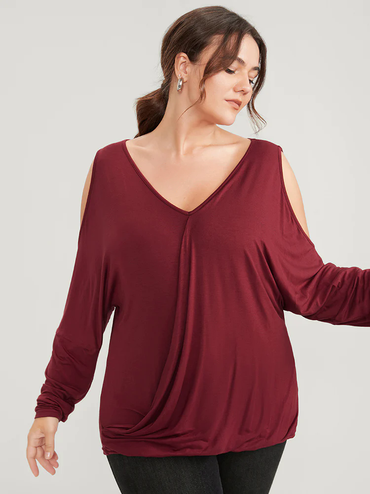 Solid Cold Shoulder Long Tee Solid Cold Shoulder Long Tee