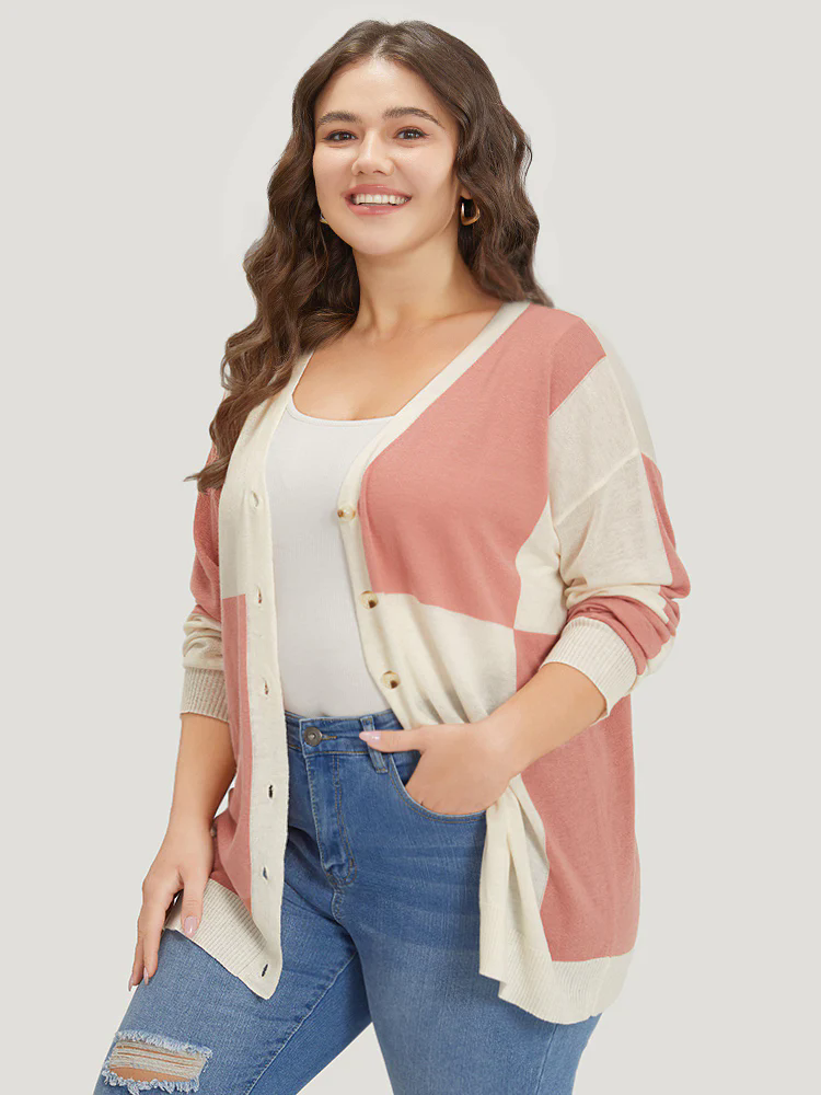 Supersoft Essentials Colorblock Two Tone Button Up Cardigan