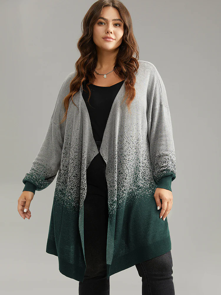 Ombre Asymmetrical Open Front Cardigan