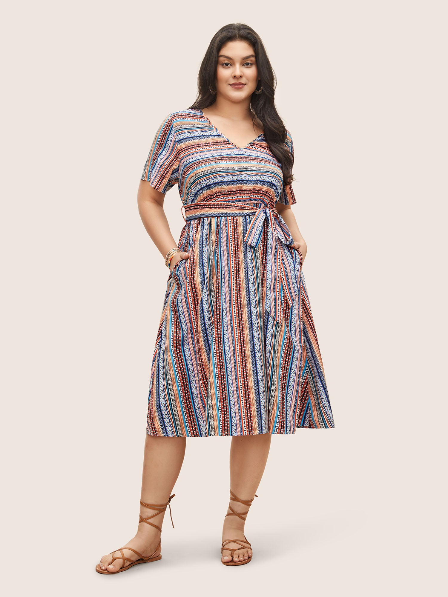 Bandana Striped Belted Pocket Dress Bandana Striped Belted Pocket Dress
