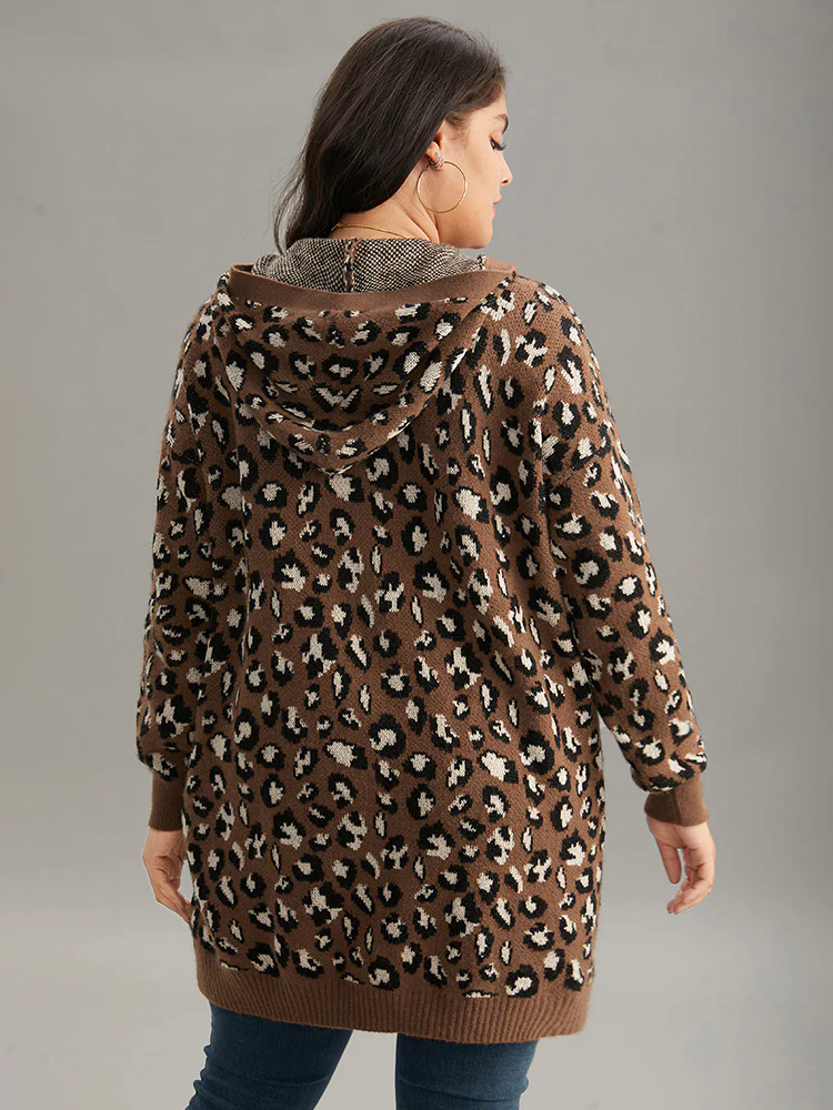 Supersoft Essentials Leopard Hooded Pocket Cardigan Supersoft Essentials Leopard Hooded Pocket Cardigan