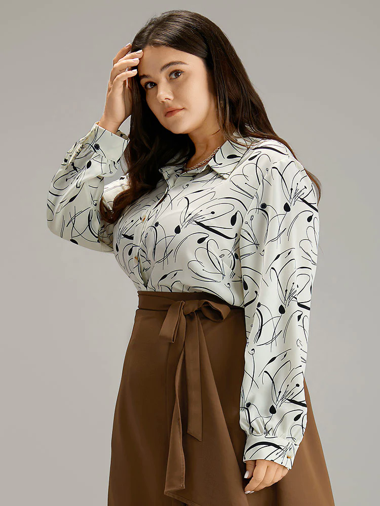 Shirt Collar Line Floral Button Through Blouse Shirt Collar Line Floral Button Through Blouse