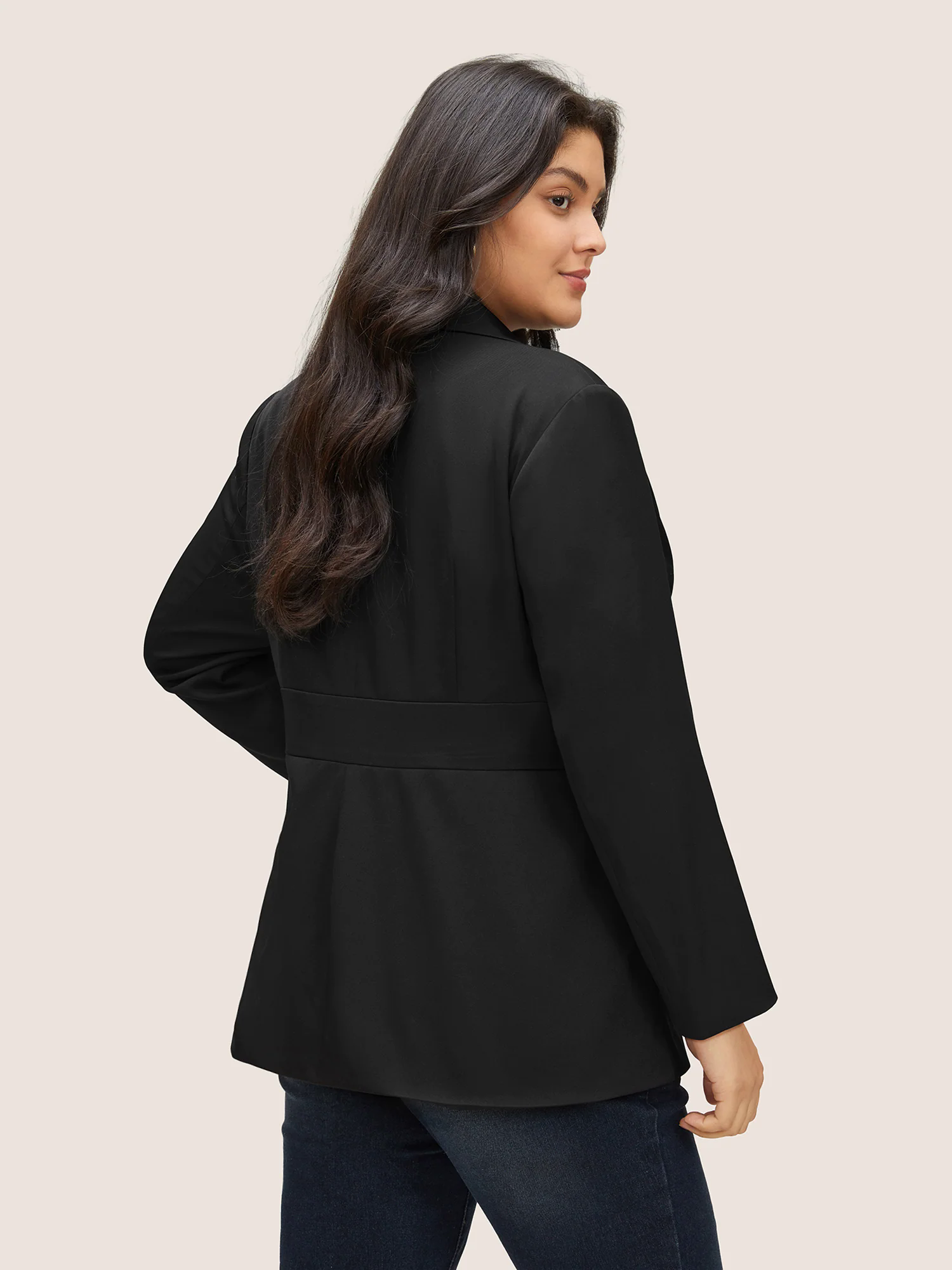 Plain Suit Collar Tummy Control Half Zip Blazer Plain Suit Collar Tummy Control Half Zip Blazer