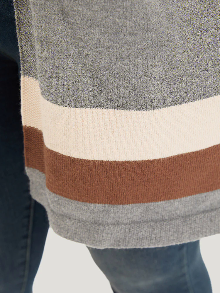 Colorblock Contrast Sleeveless Open Front Tunic Cardigan Colorblock Contrast Sleeveless Open Front Tunic Cardigan