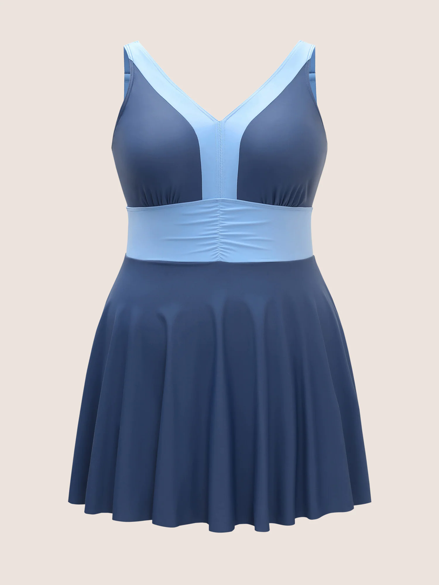 Two Tone Patchwork Gathered Swim Dress Two Tone Patchwork Gathered Swim Dress