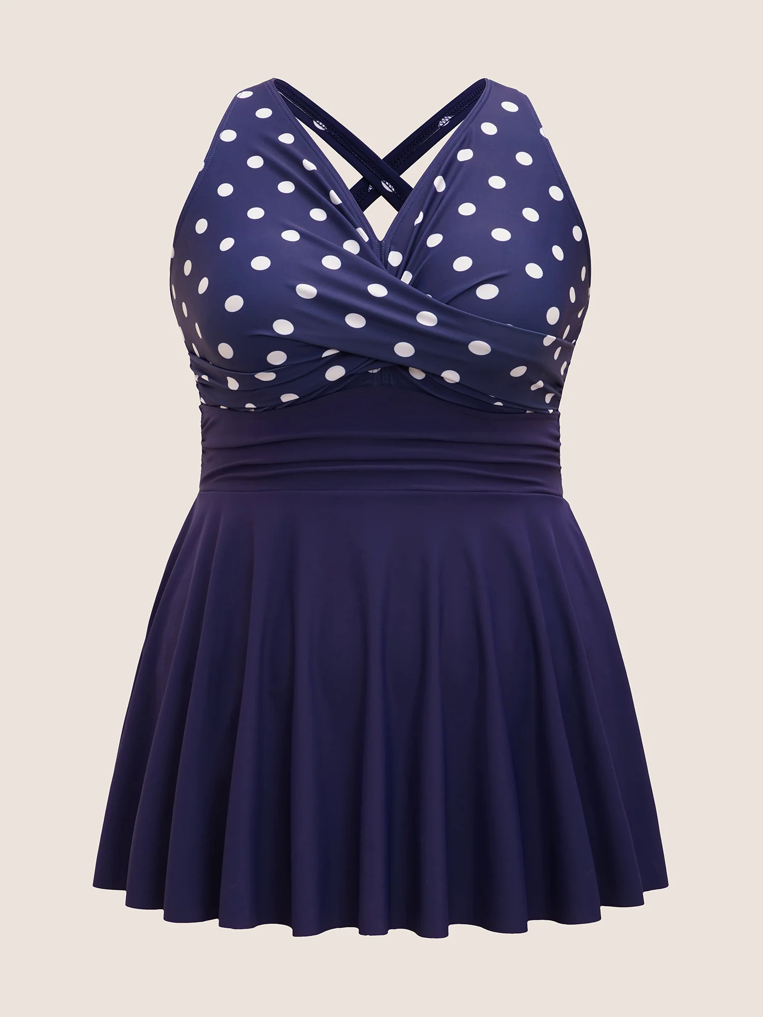 Polka Dot Patchwork Split Side Swim Dress Polka Dot Patchwork Split Side Swim Dress