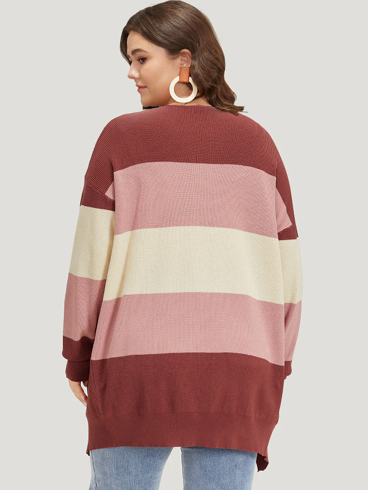 Colorblock Patchwork Patched Pocket Elastic Cuffs Cardigan Colorblock Patchwork Patched Pocket Elastic Cuffs Cardigan