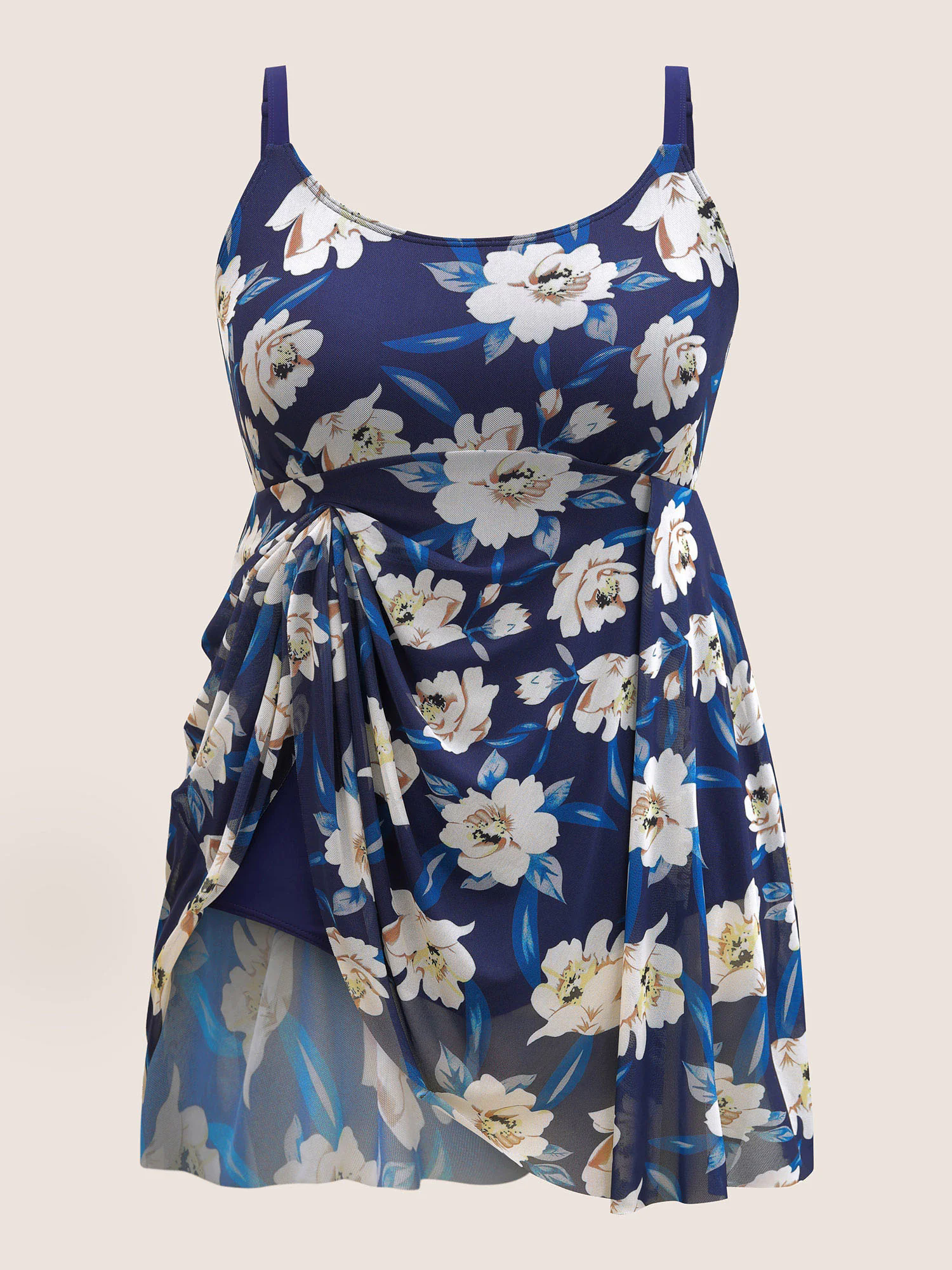 Floral Adjustable Straps Split Hem Swim Dress Floral Adjustable Straps Split Hem Swim Dress
