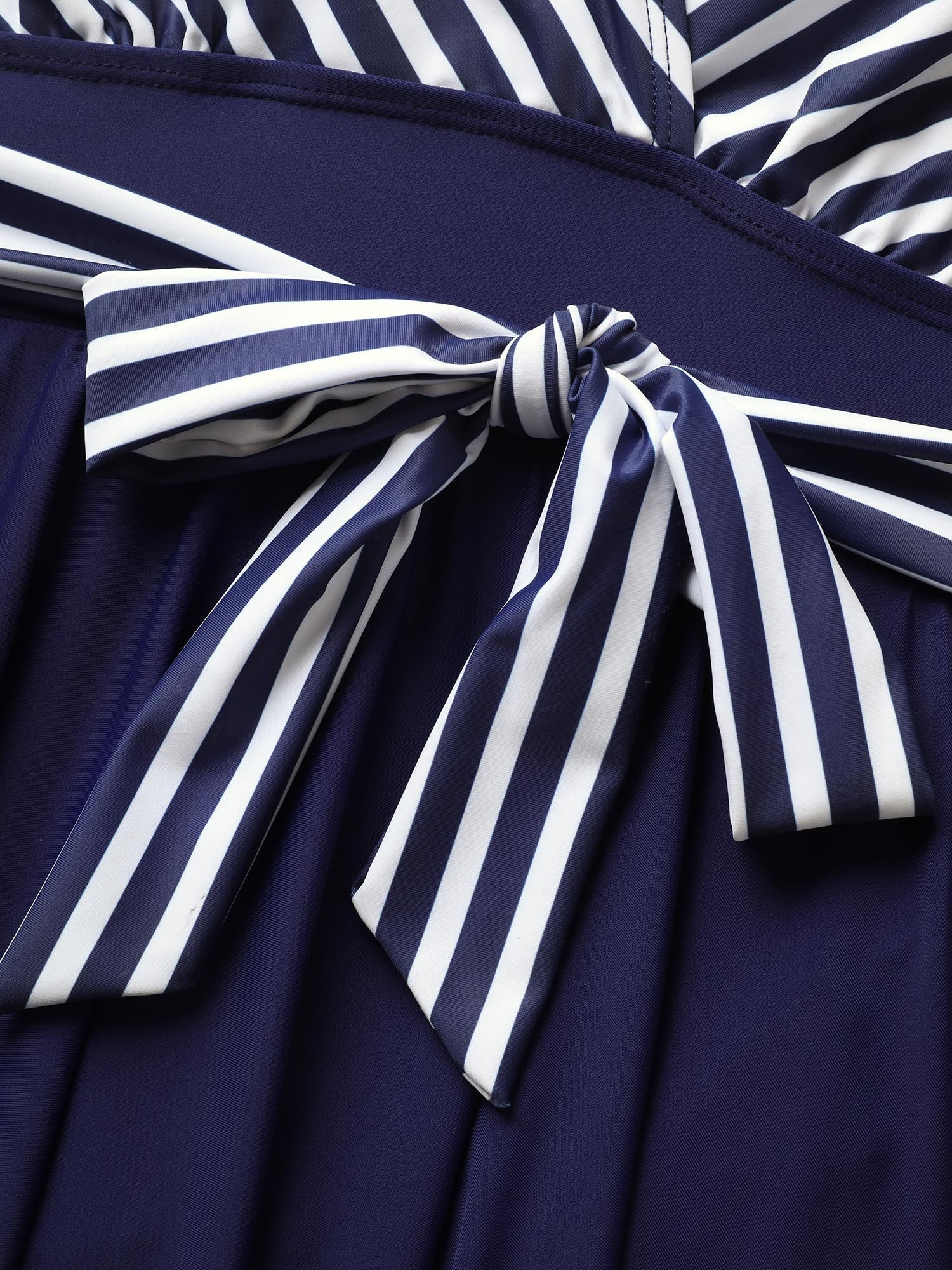 Striped Patchwork Wrap Tie Knot Swim Dress Striped Patchwork Wrap Tie Knot Swim Dress