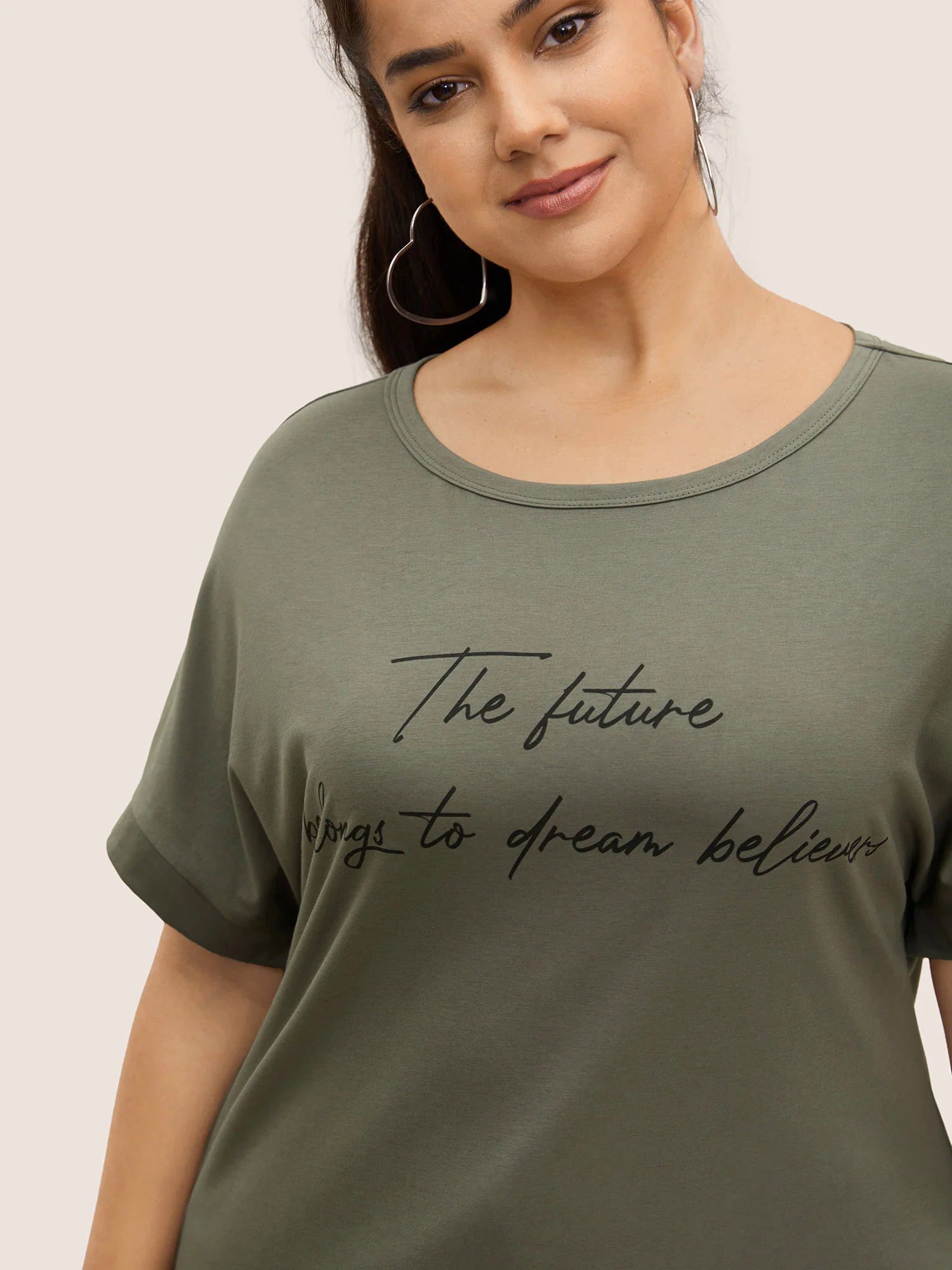 Letter Print Dolman Sleeve Curved Hem T-shirt Letter Print Dolman Sleeve Curved Hem T-shirt
