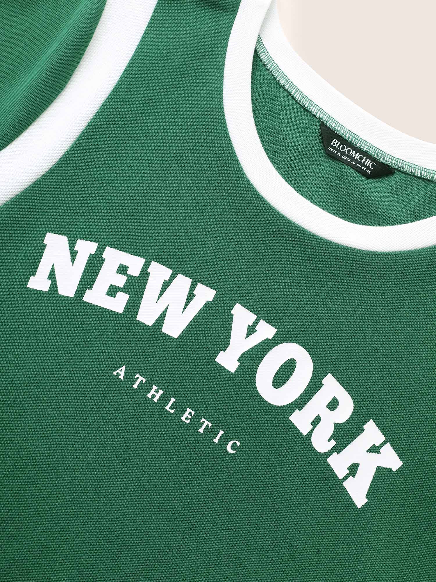 Contrast Letter Print Round Neck T-shirt