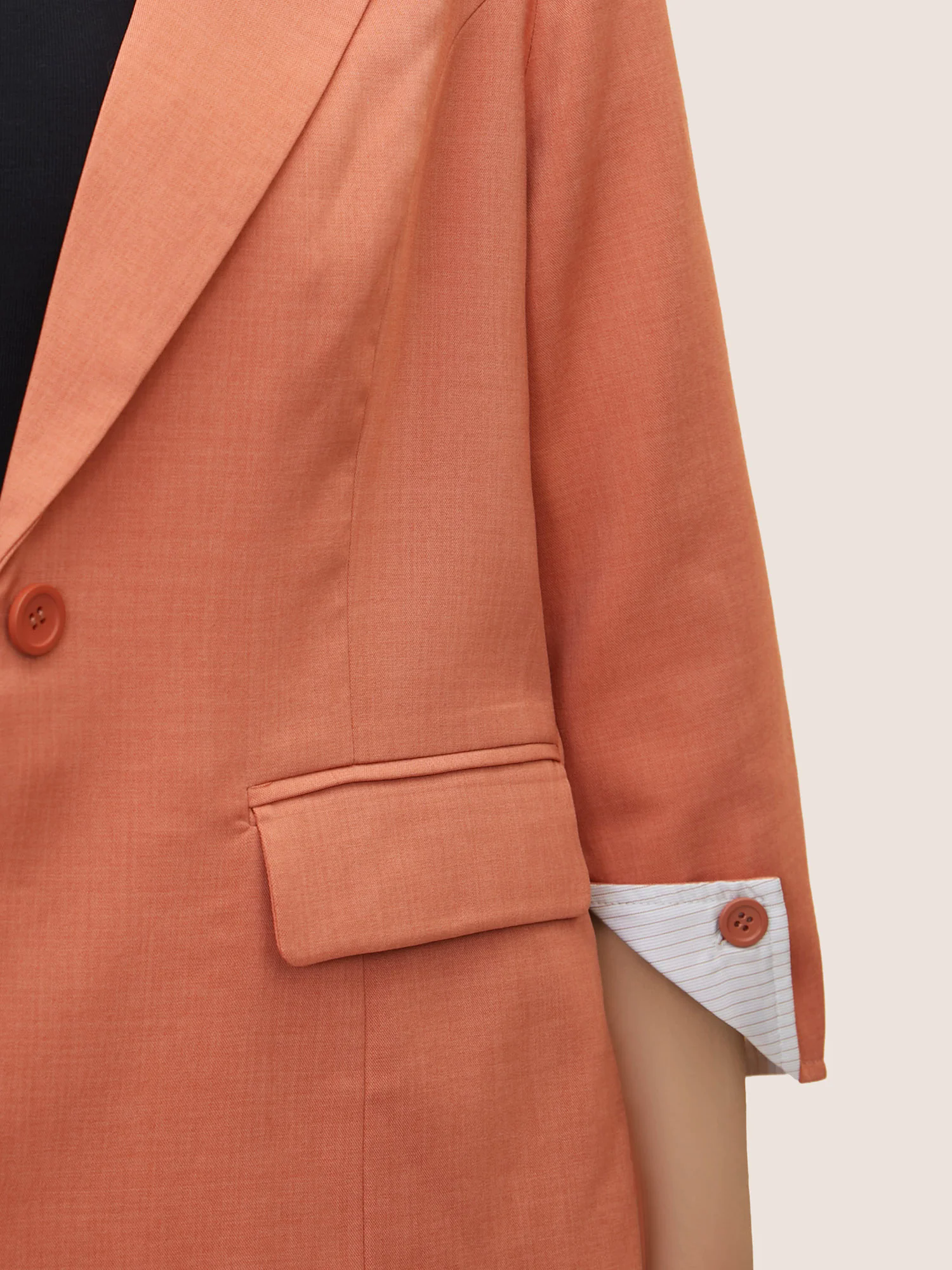 Suit Collar Plain Striped Lined Blazer Suit Collar Plain Striped Lined Blazer