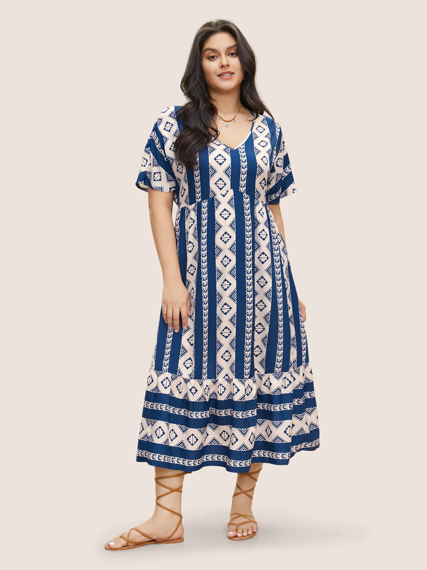 Bandana Print Patchwork Elastic Waist Dress Bandana Print Patchwork Elastic Waist Dress