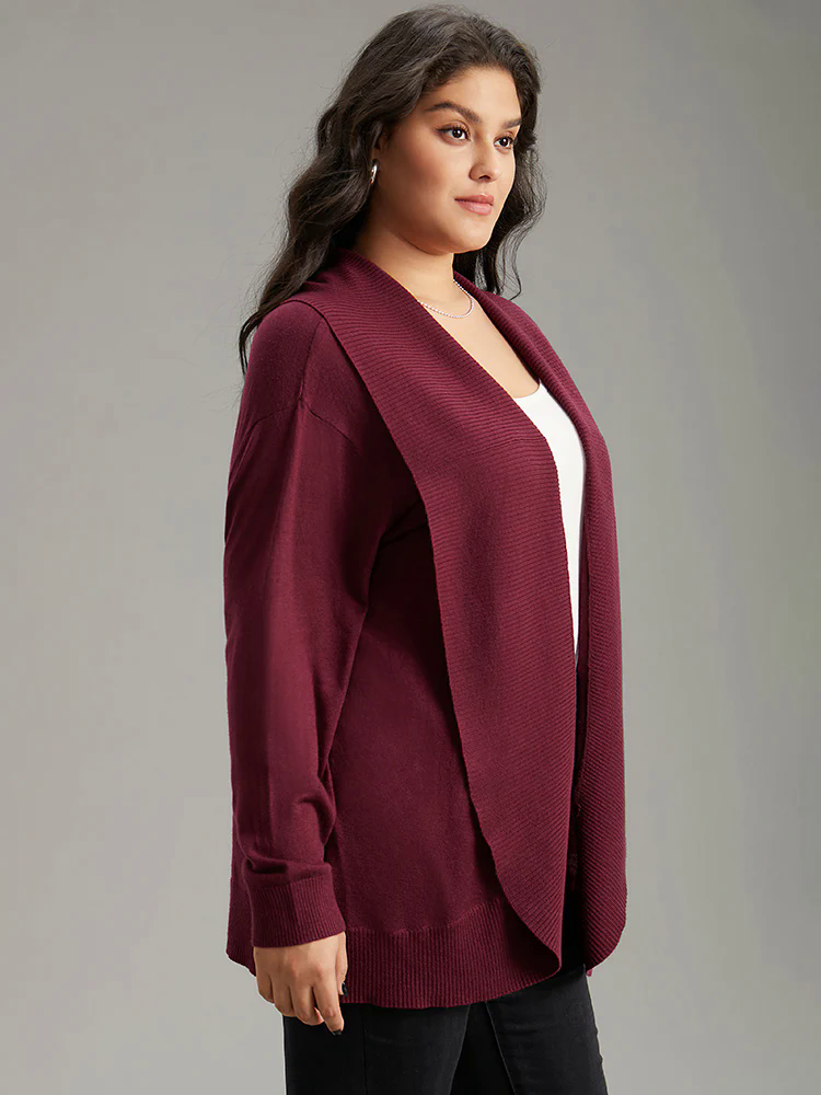 Supersoft Essentials Plain Texture Arc Hem Cardigan Supersoft Essentials Plain Texture Arc Hem Cardigan