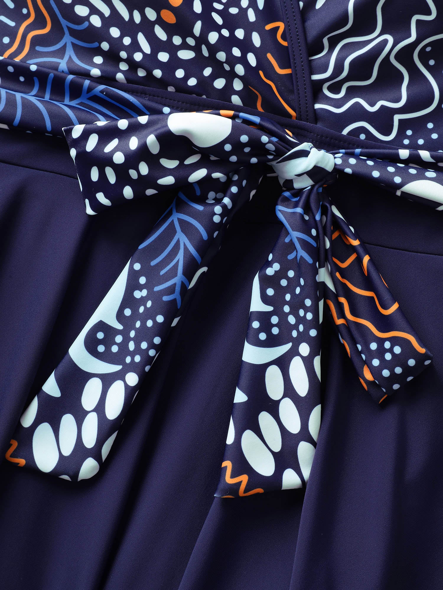 Marine Elements Patchwork Tie Knot Swim Dress Marine Elements Patchwork Tie Knot Swim Dress