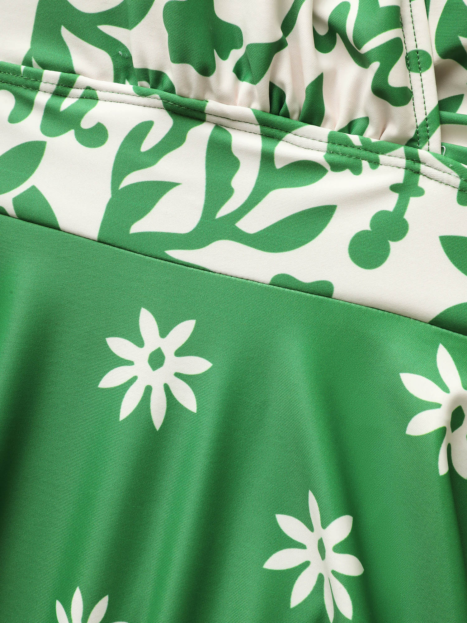 Boho Print Overlap Collar Gathered Swim Dress Boho Print Overlap Collar Gathered Swim Dress