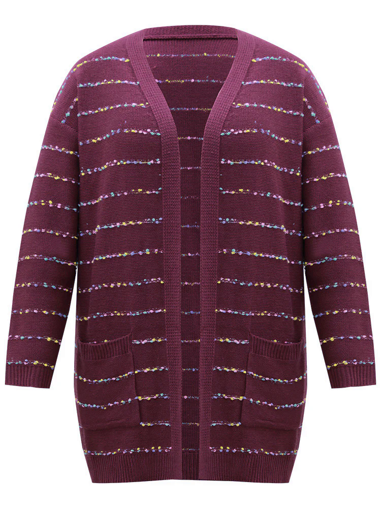 Heather Rainbow Striped Open Front Cardigan Heather Rainbow Striped Open Front Cardigan