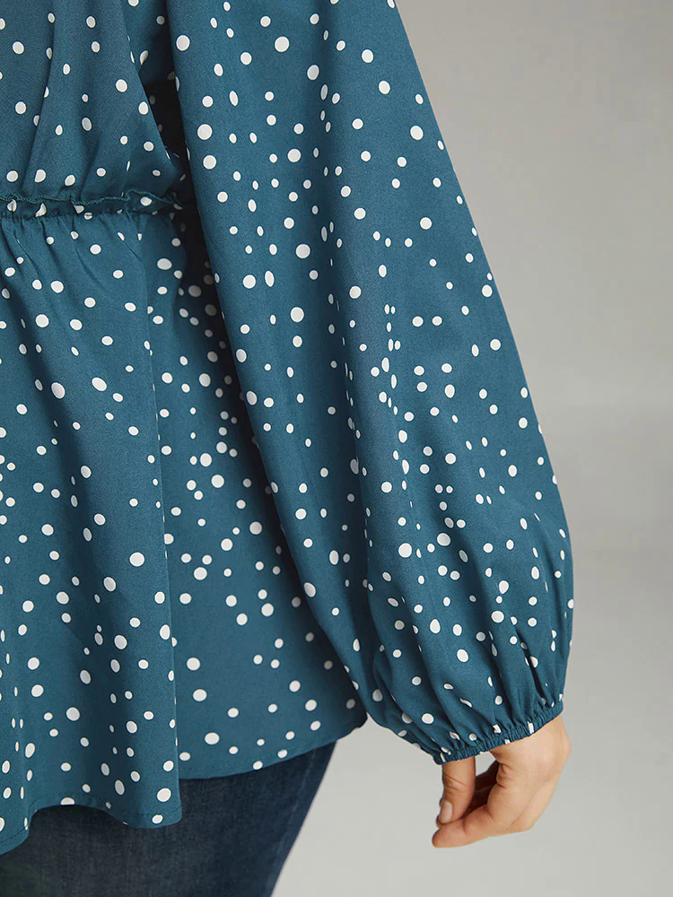Polka Dot Square Neck Gathered Blouse Polka Dot Square Neck Gathered Blouse