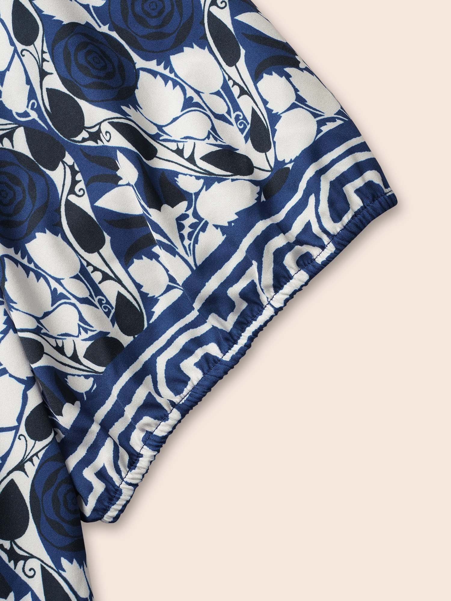 Bandana Print Notched Lantern Sleeve Dress Bandana Print Notched Lantern Sleeve Dress