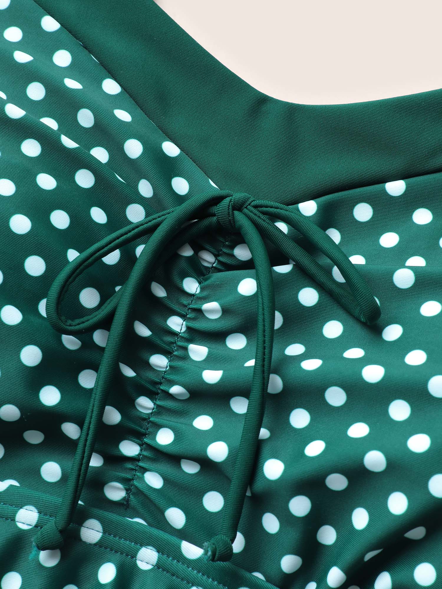 Polka Dot Bowknot Detail Ruched Swim Dress Polka Dot Bowknot Detail Ruched Swim Dress