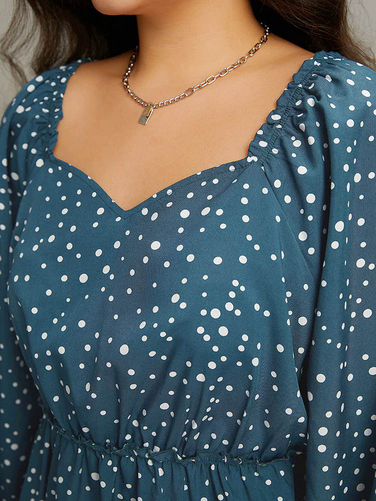 Polka Dot Square Neck Gathered Blouse Polka Dot Square Neck Gathered Blouse