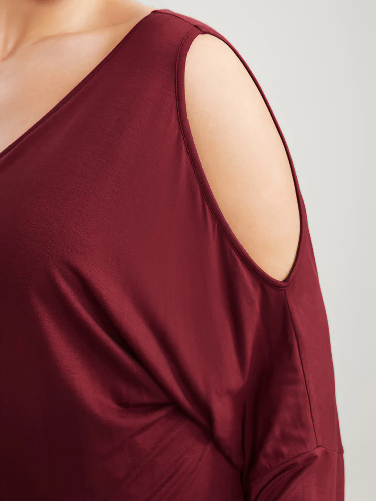 Solid Cold Shoulder Long Tee Solid Cold Shoulder Long Tee
