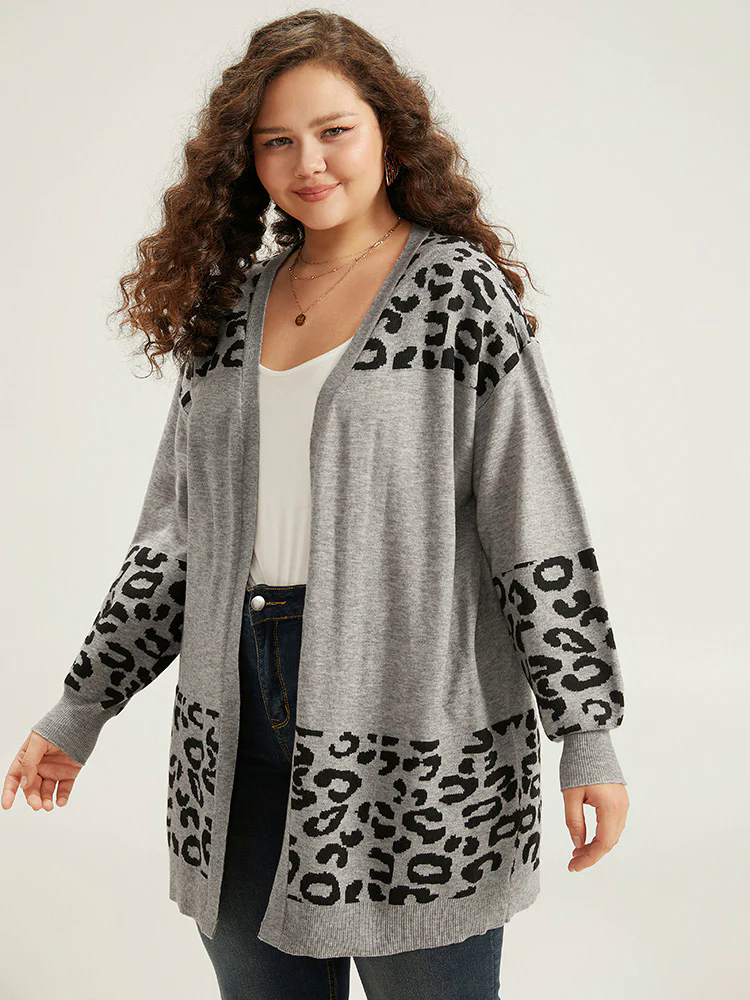 Supersoft Essentials Leopard Contrast Elastic Cuffs Pullover