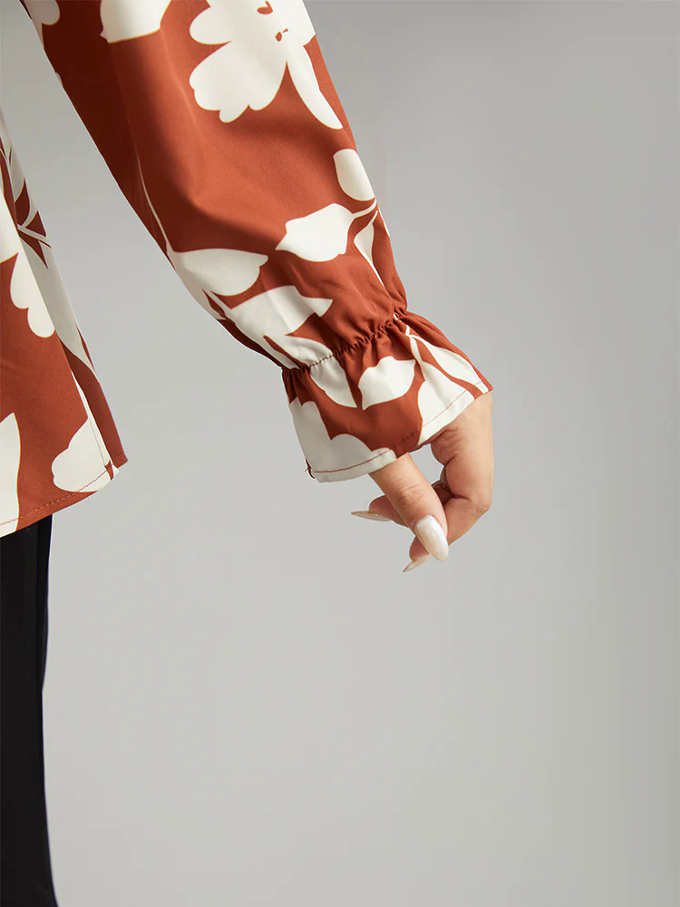 Silhouette Floral Print Elastic Waist Blouse Silhouette Floral Print Elastic Waist Blouse