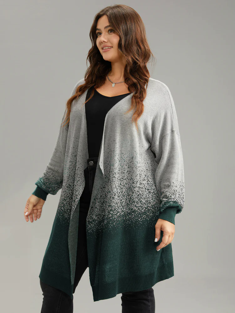 Ombre Asymmetrical Open Front Cardigan