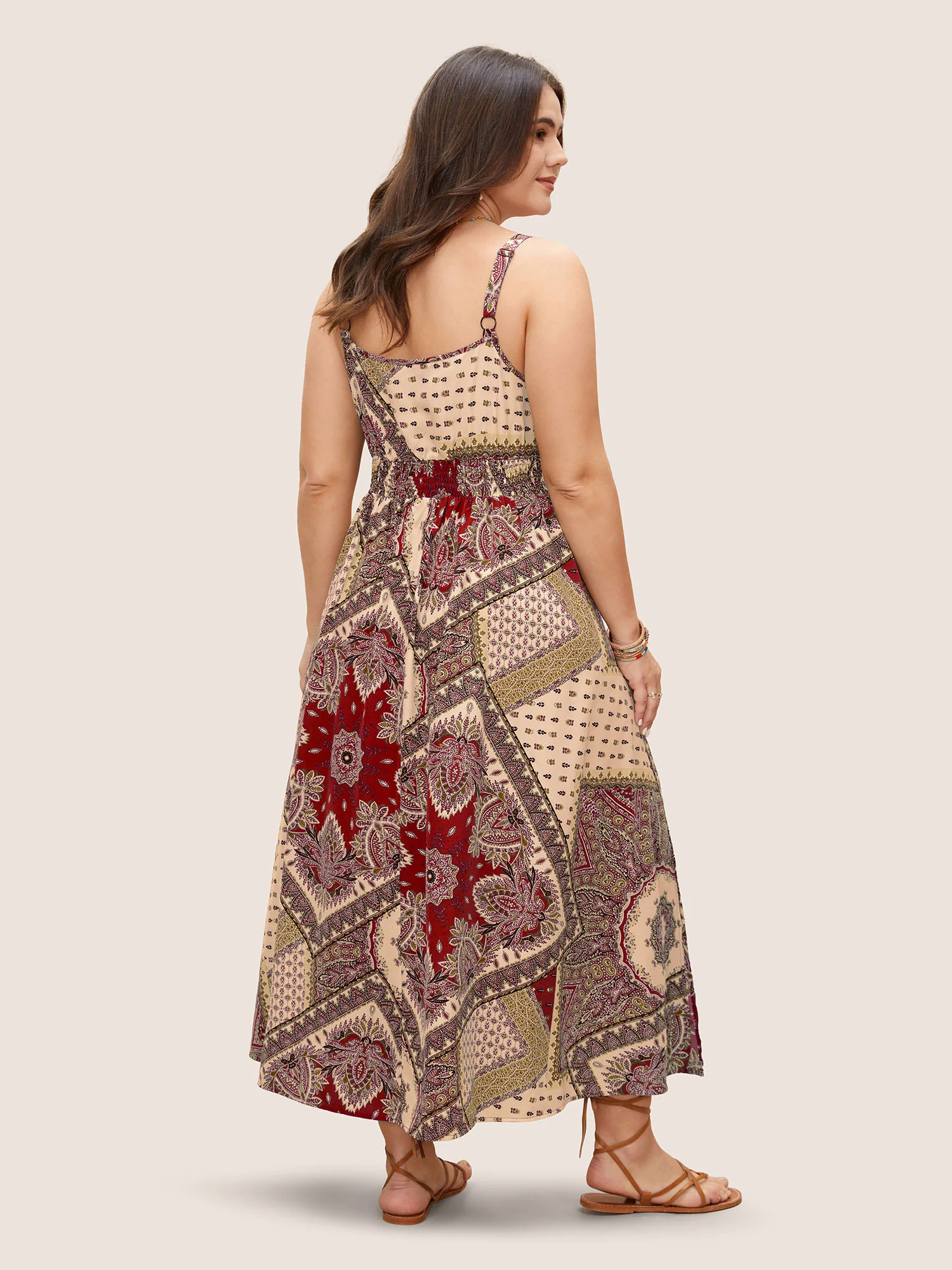 Bandana Print Ruched Split Hem Cami Dress Bandana Print Ruched Split Hem Cami Dress
