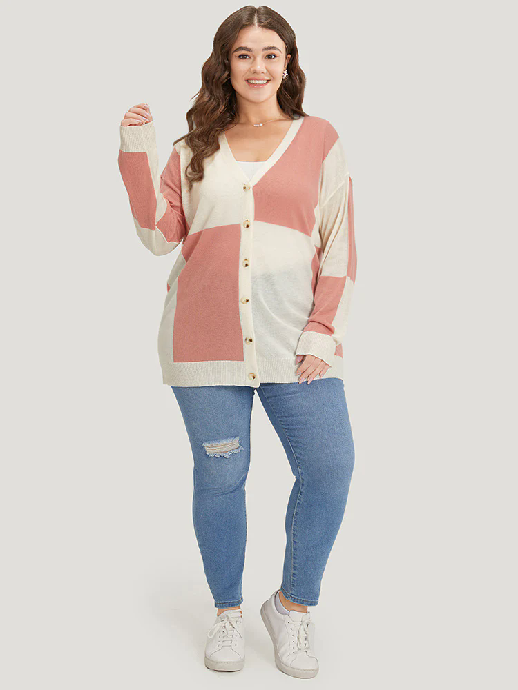 Supersoft Essentials Colorblock Two Tone Button Up Cardigan