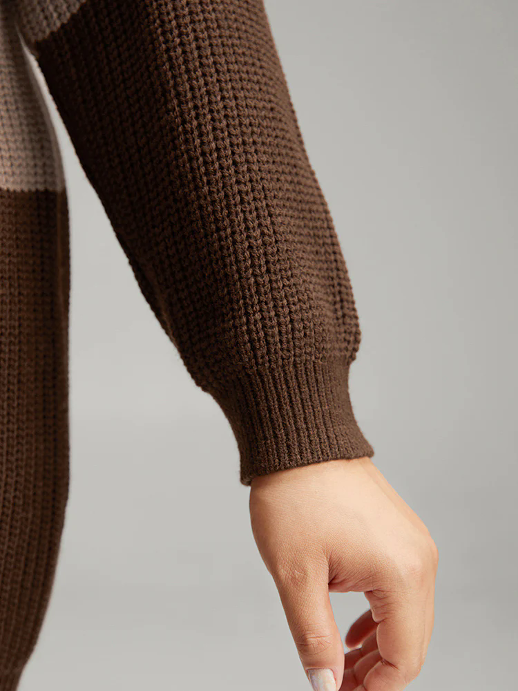 Striped Colorblock Patched Pocket Cardigan Striped Colorblock Patched Pocket Cardigan