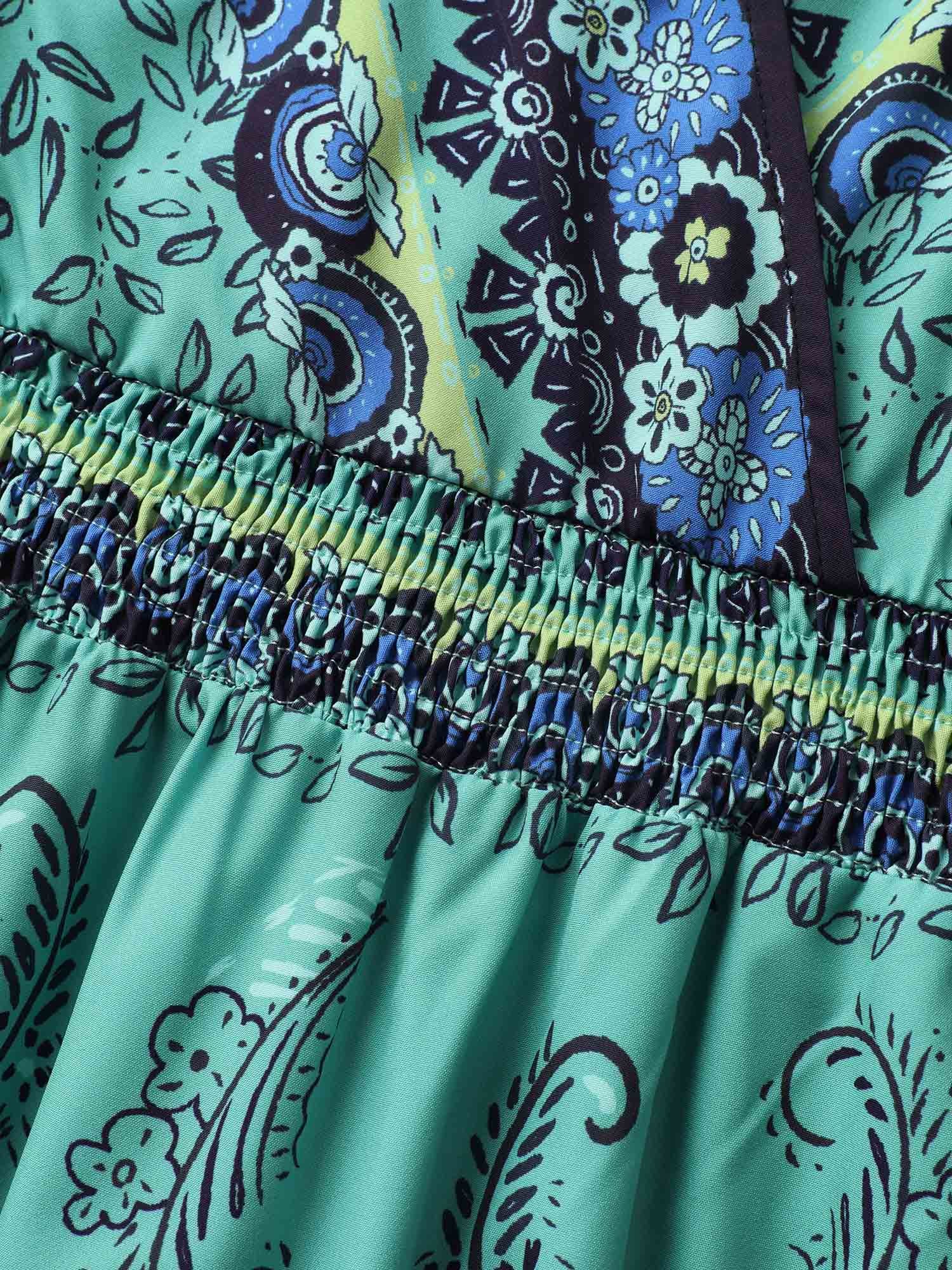 Paisley Print Overlap Collar Shirred Cami Dress Paisley Print Overlap Collar Shirred Cami Dress