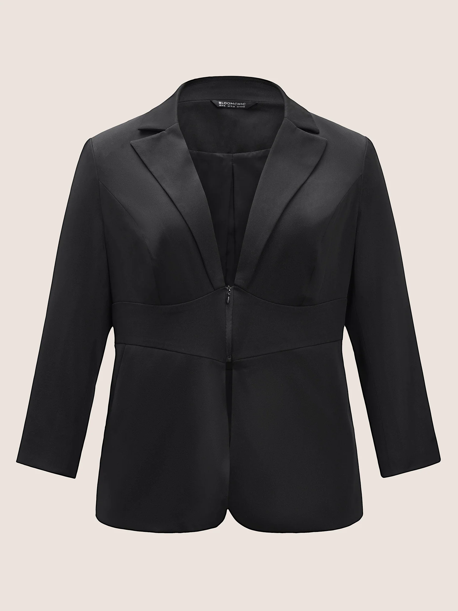 Plain Suit Collar Tummy Control Half Zip Blazer Plain Suit Collar Tummy Control Half Zip Blazer
