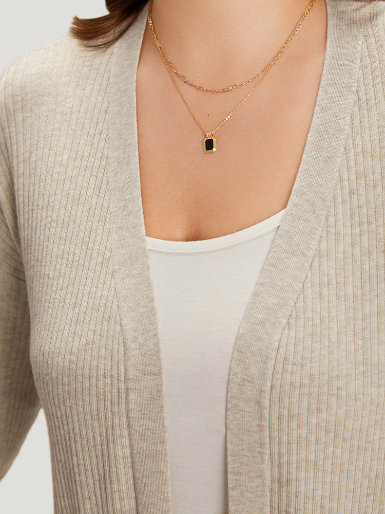 Plain Belted Patched Pocket Split Side Cardigan Plain Belted Patched Pocket Split Side Cardigan