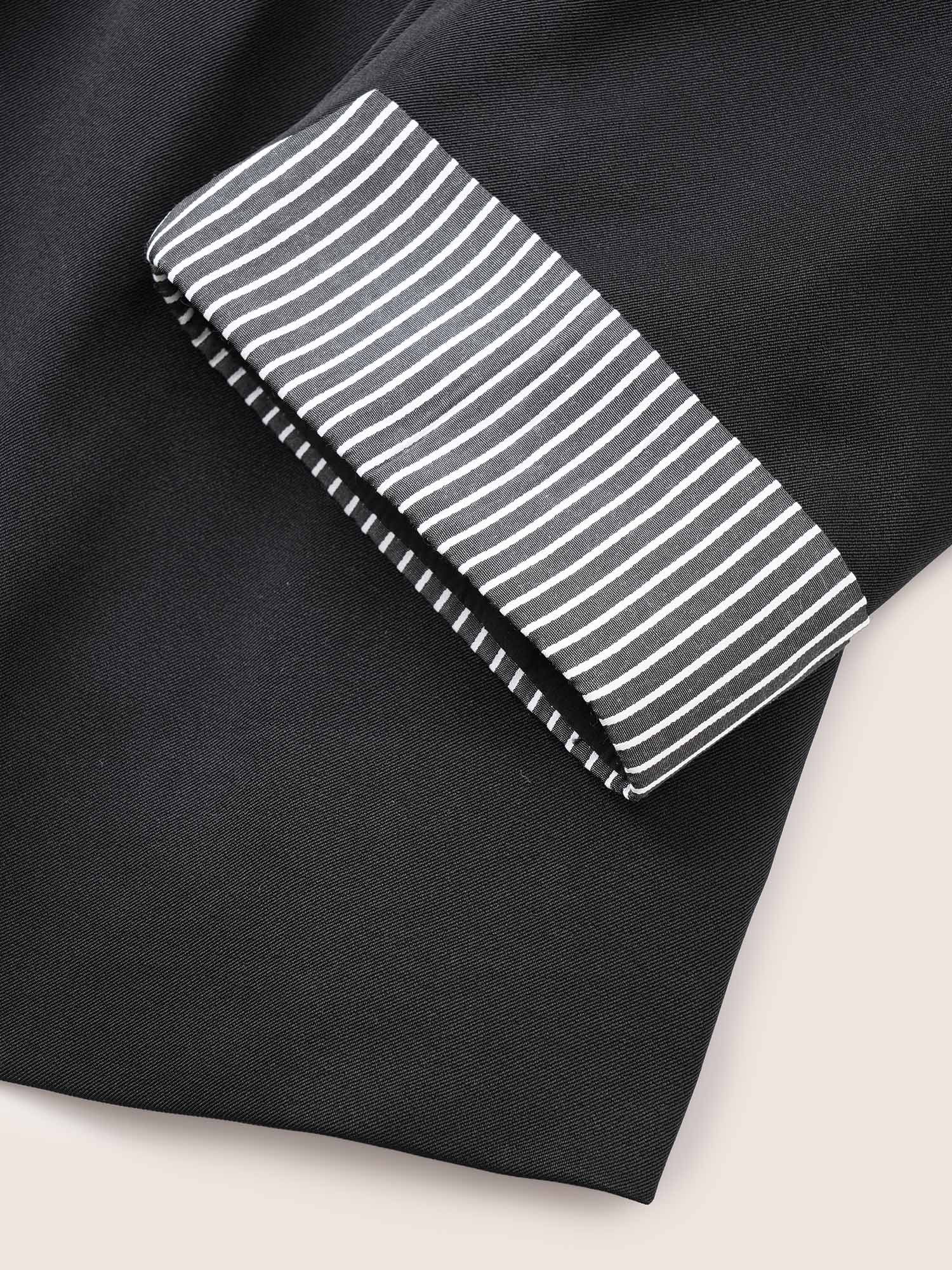 Striped Patchwork Drawstring Suit Collar Blazer Striped Patchwork Drawstring Suit Collar Blazer