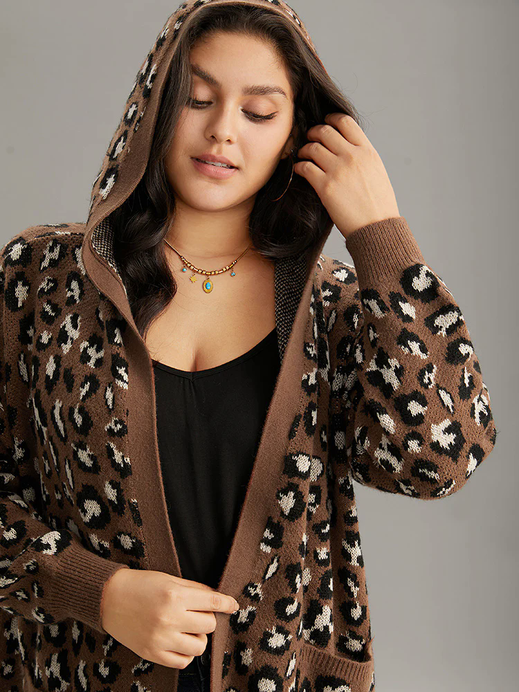 Supersoft Essentials Leopard Hooded Pocket Cardigan Supersoft Essentials Leopard Hooded Pocket Cardigan