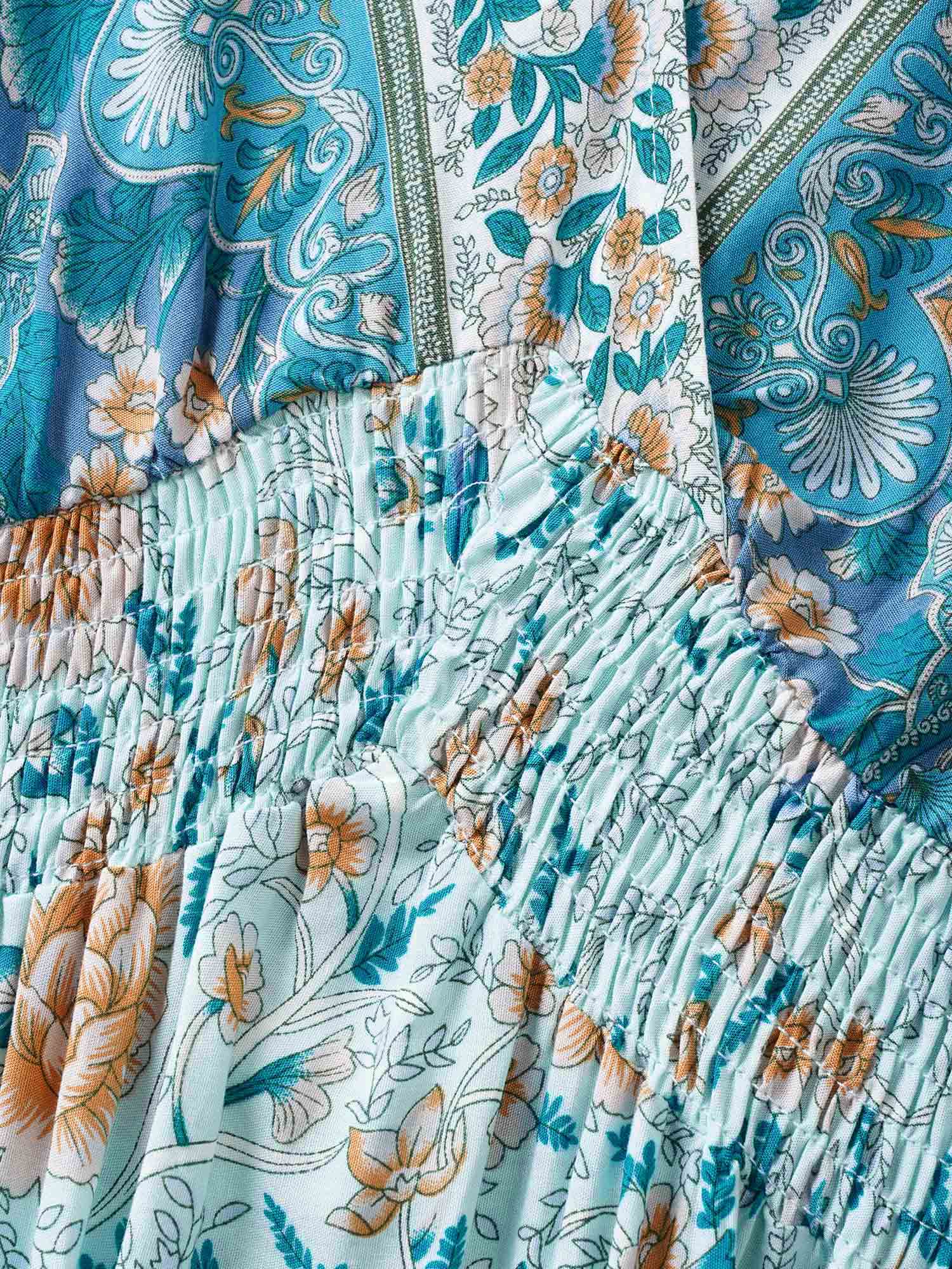 Floral Dolman Sleeve Ruffles Shirred Split Hem Dress Floral Dolman Sleeve Ruffles Shirred Split Hem Dress