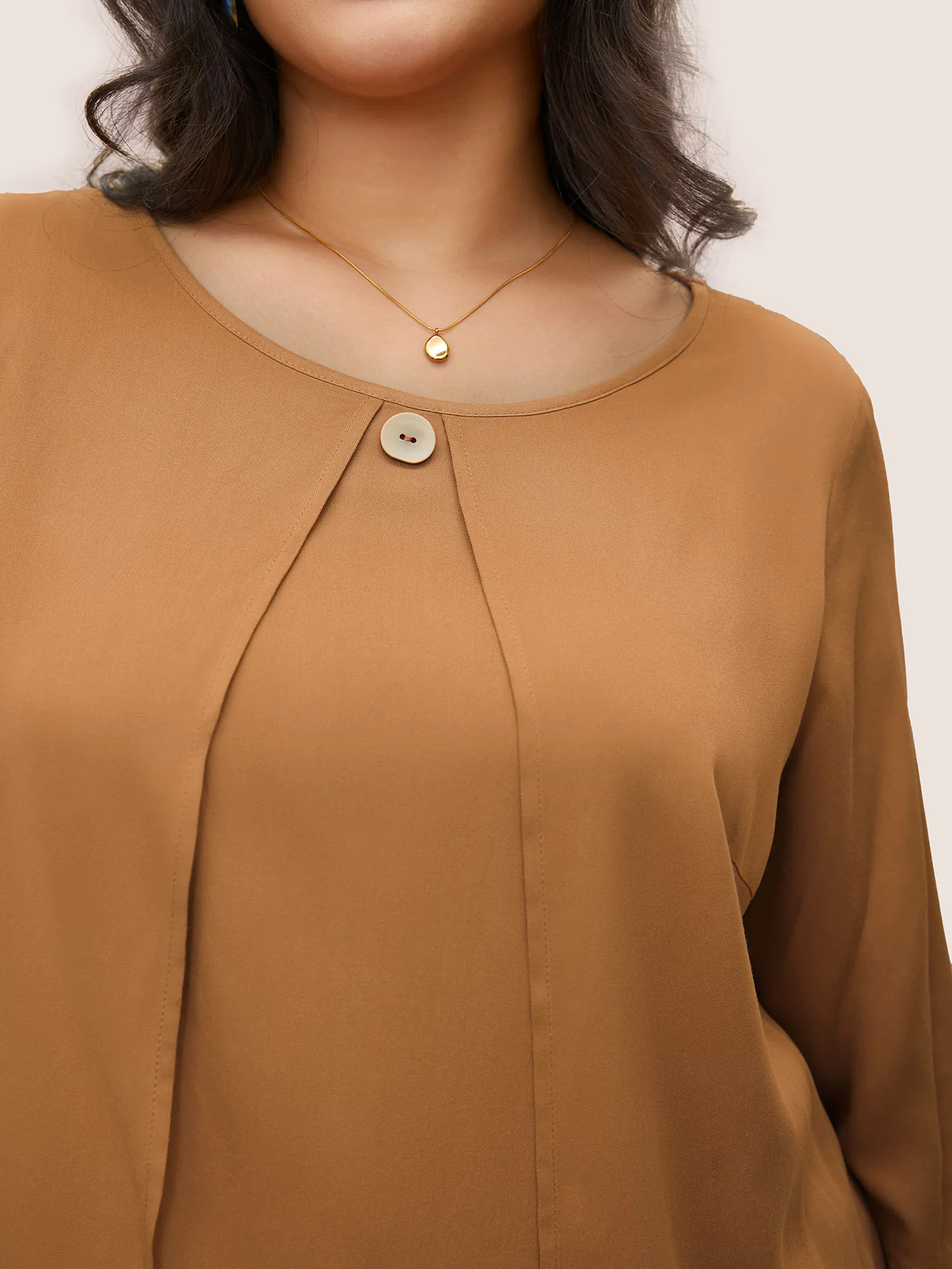 Solid Tiered Button Detail Ruffle Sleeve Blouse