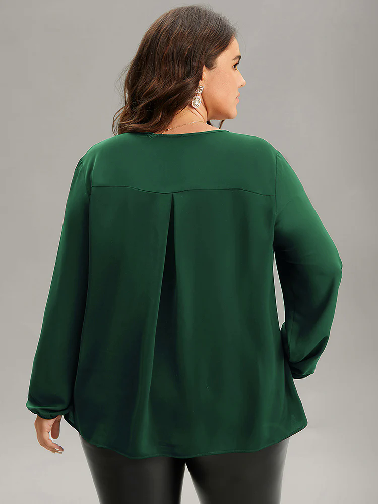 Sequin Tassel Trim Patchwork Lantern Sleeve Blouse Sequin Tassel Trim Patchwork Lantern Sleeve Blouse