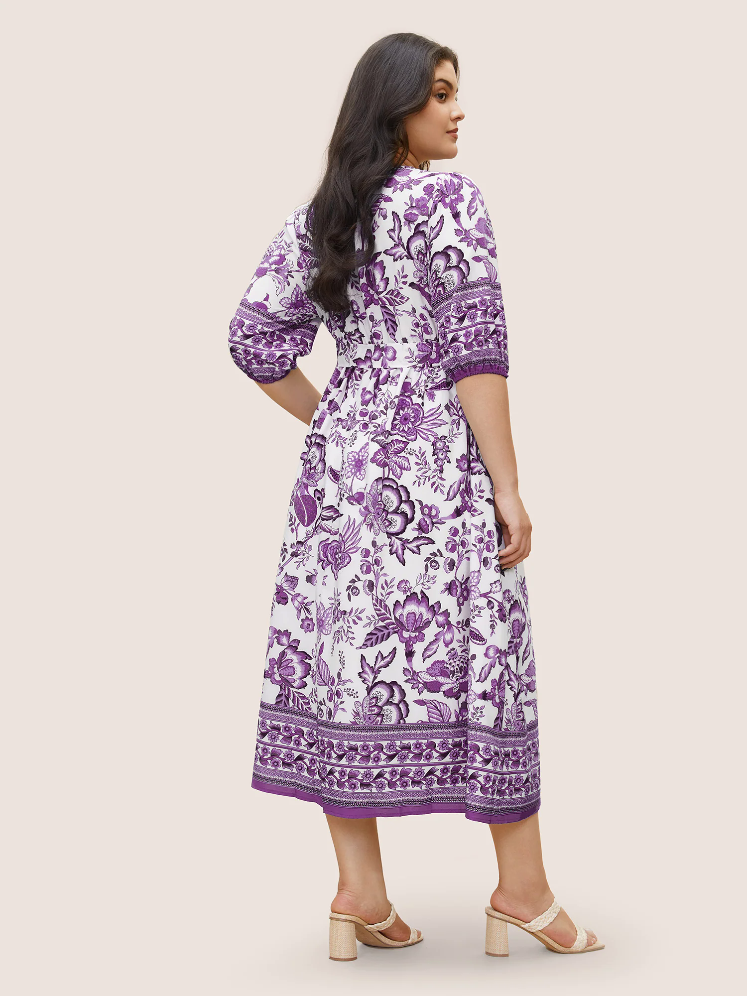 Bandana Print Surplice Neck Lantern Sleeve Pocket Belted Midi Dress Bandana Print Surplice Neck Lantern Sleeve Pocket Belted Midi Dress