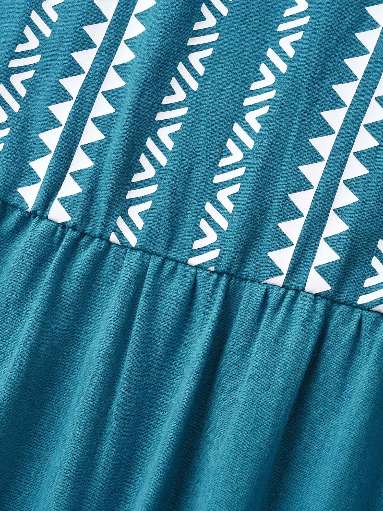 Cotton Bandana Geometric Ruffle Cap Sleeve Midi Dress Cotton Bandana Geometric Ruffle Cap Sleeve Midi Dress