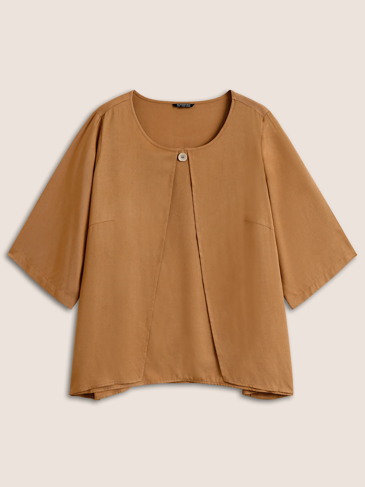 Solid Tiered Button Detail Ruffle Sleeve Blouse