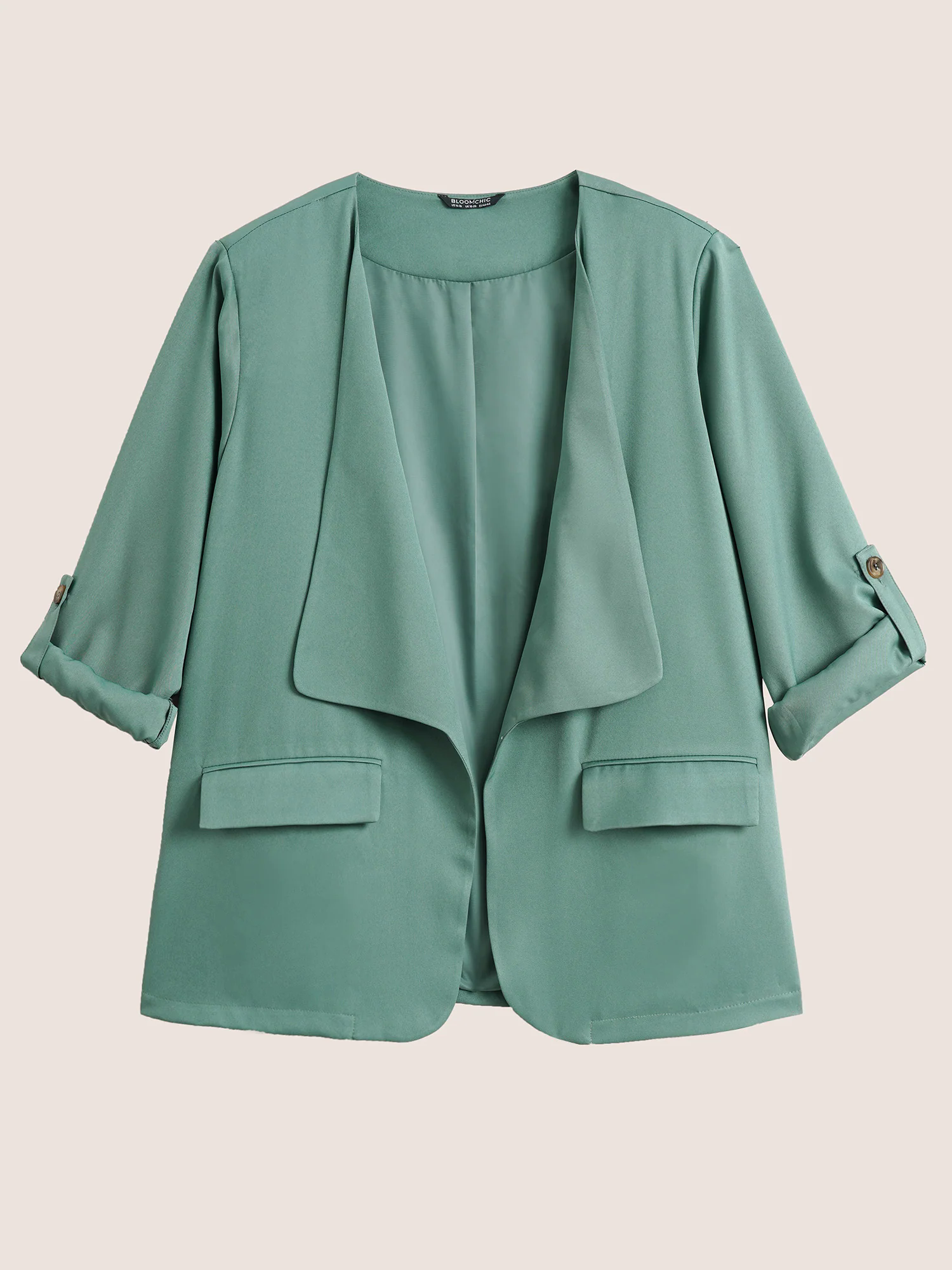 Lapel Collar Flap Pocket Tab Sleeve Blazer