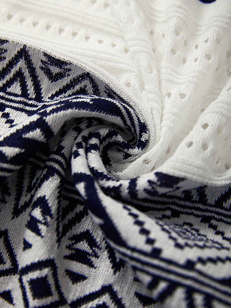 Bandana Print Geo Eyelet Ties Front Cardigan